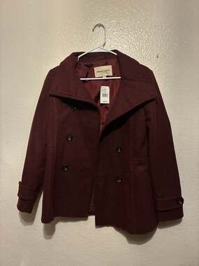 Thread & Supply Double-Breasted Peacoat in Oxblood